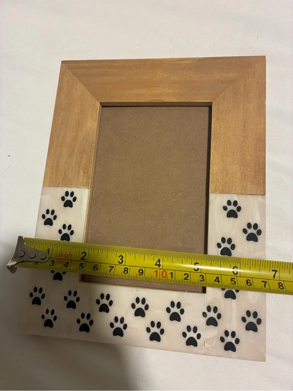 Expressions Wood & Resin Paw Print Frame - Brown and Cream Pet Picture Frame
